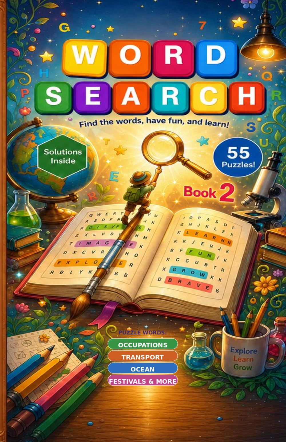 Word Search Explorer: Book 2: 55 Puzzles for Intermediate Solvers — Occupations, Transport, Ocean, Festivals & More (WORD SEARCH EXPLORER SERIES)
