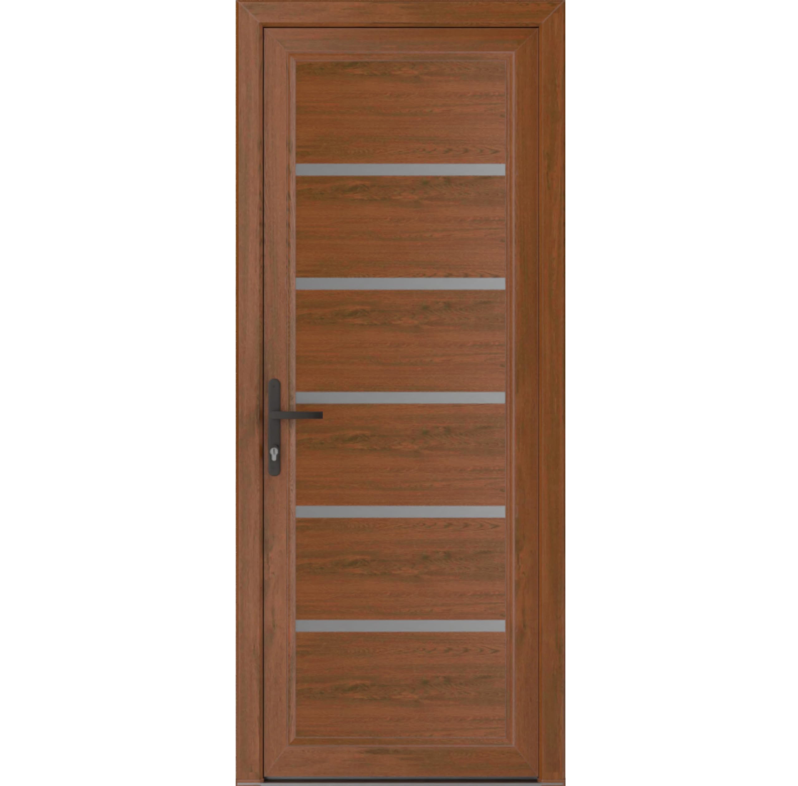 VDOMDOORS Front Exterior Door Prehung 30 x 80 inches | Manux 8415 Walnut | Entry Door with Frame | Metal | Right Hand | Front Entry