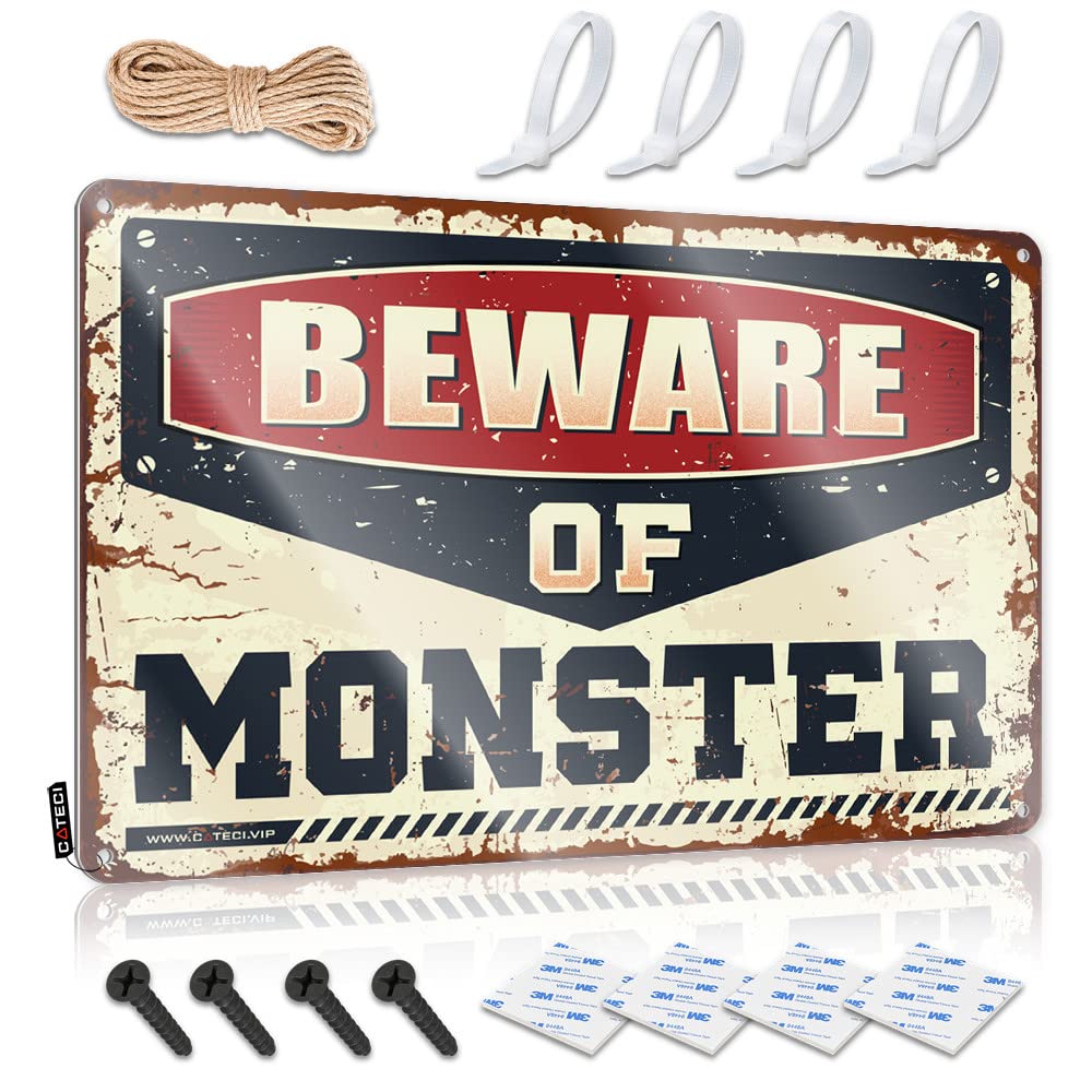 Man Cave Rules Outdoor Bar Signs Beware Of Monster Tin Sign Man Cave Rules Tin Signs For Garage(30X40CM)