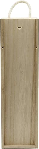 Creative Hobbies Caja de madera para botella de vino, botella de licor, caja de regalo de madera con asa de transporte de cuerda para fiesta de