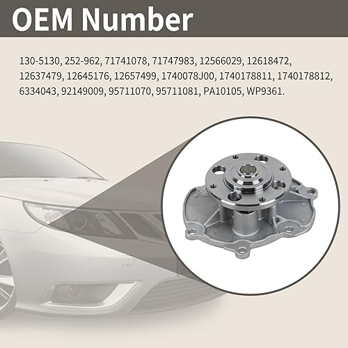 Miniatura 4 de AW5103 Kit de bomba de agua con junta compatible con GMC Buick Chevrolet Cadillac Pontiac SAAB Saturn Suzuki 2.8L 3.0L 3.6L V6 Motor