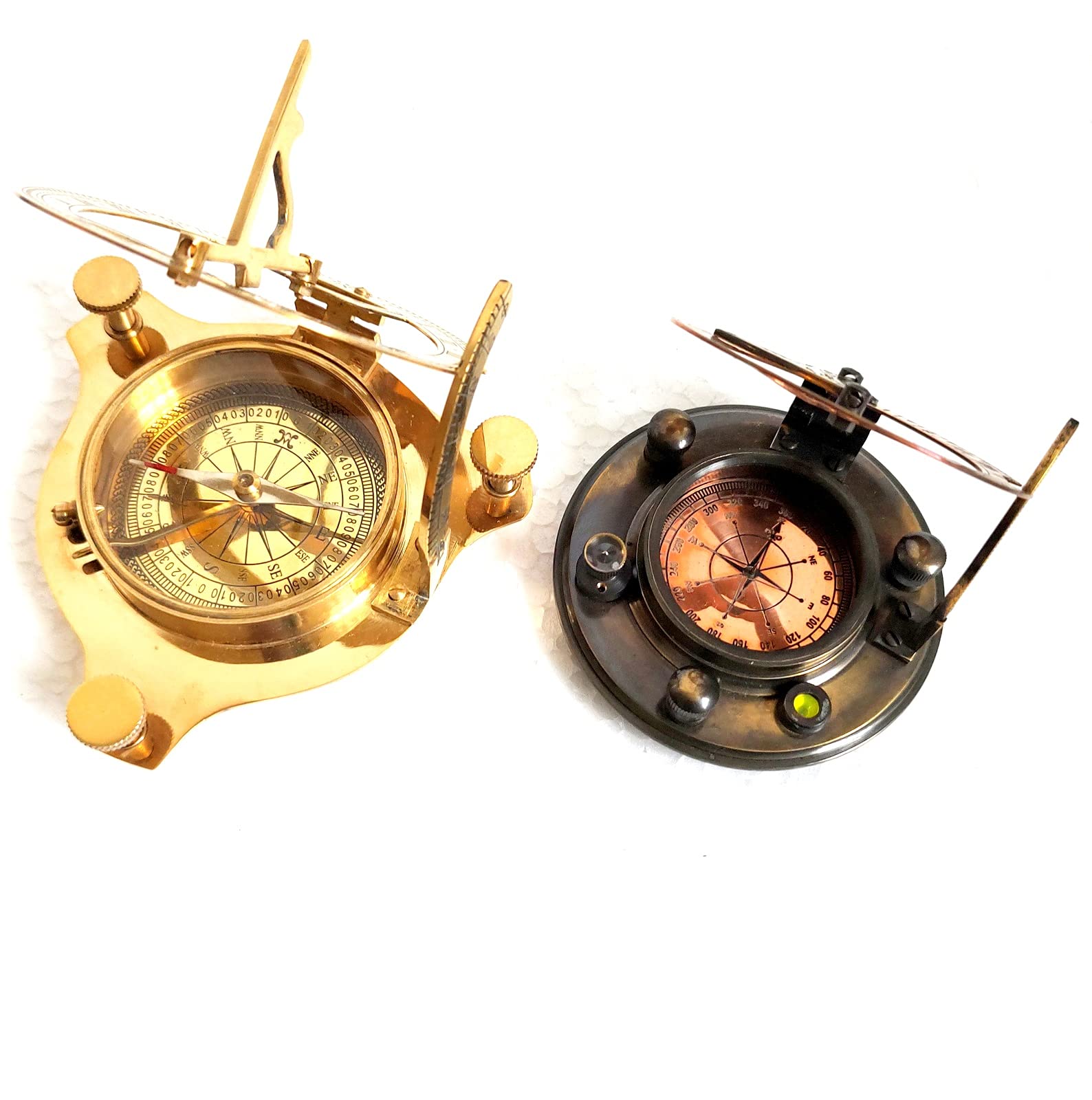 Nero Antica Meridiana Bussola Vintage Ottone Antico Nautico 4 "Pollici Steampunk Retro Meridiana Capitano Bussola Nautica