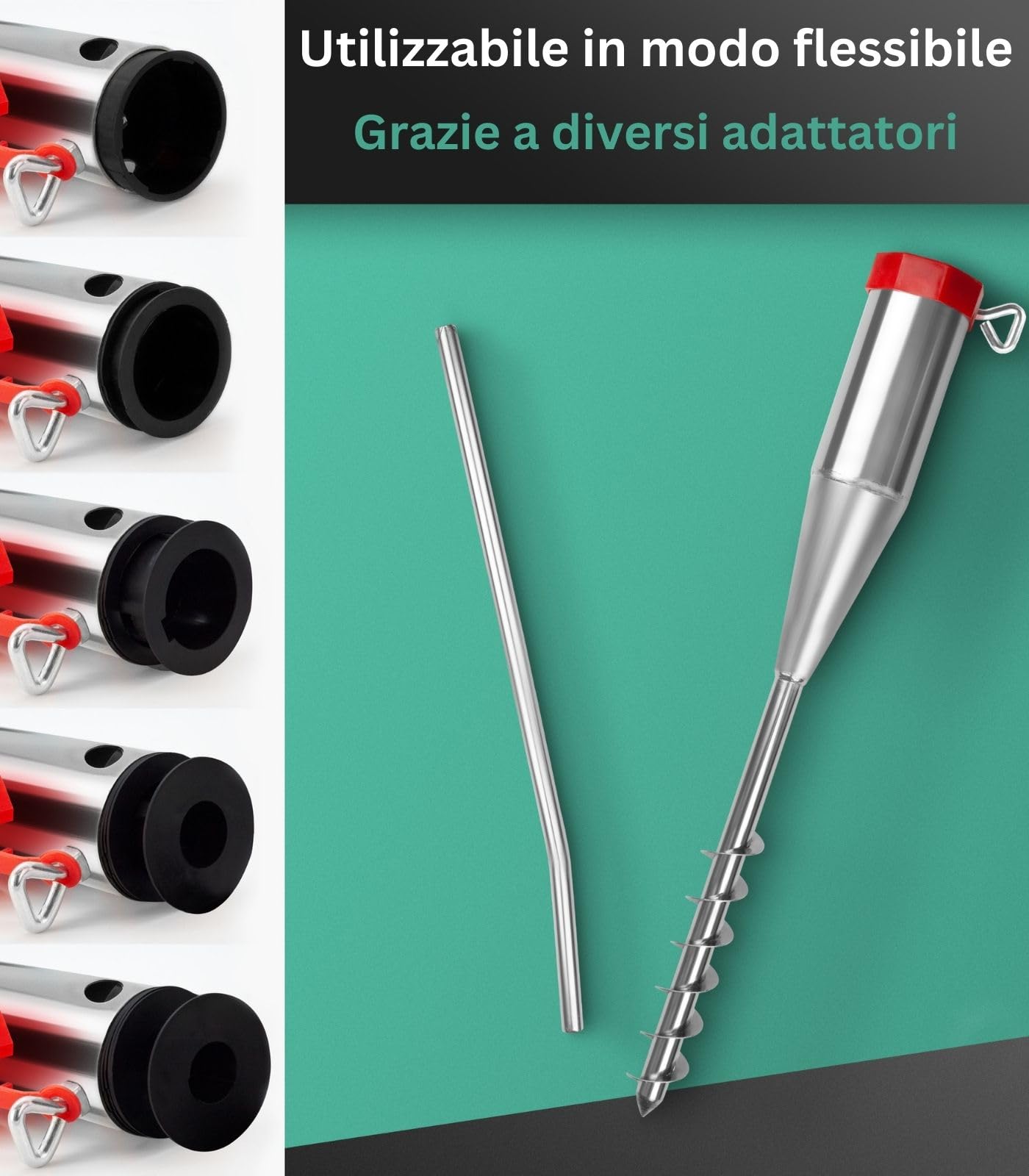 dszapaci Manicotto a Terra per asciugabiancheria rotativo Ø25-55mm Ancora a Terra Supporto per ombrellone Punta a Terra Manicotto a Vite da Spiaggia Ancora a Terra Manicotto a Vite Manicotto a Terra