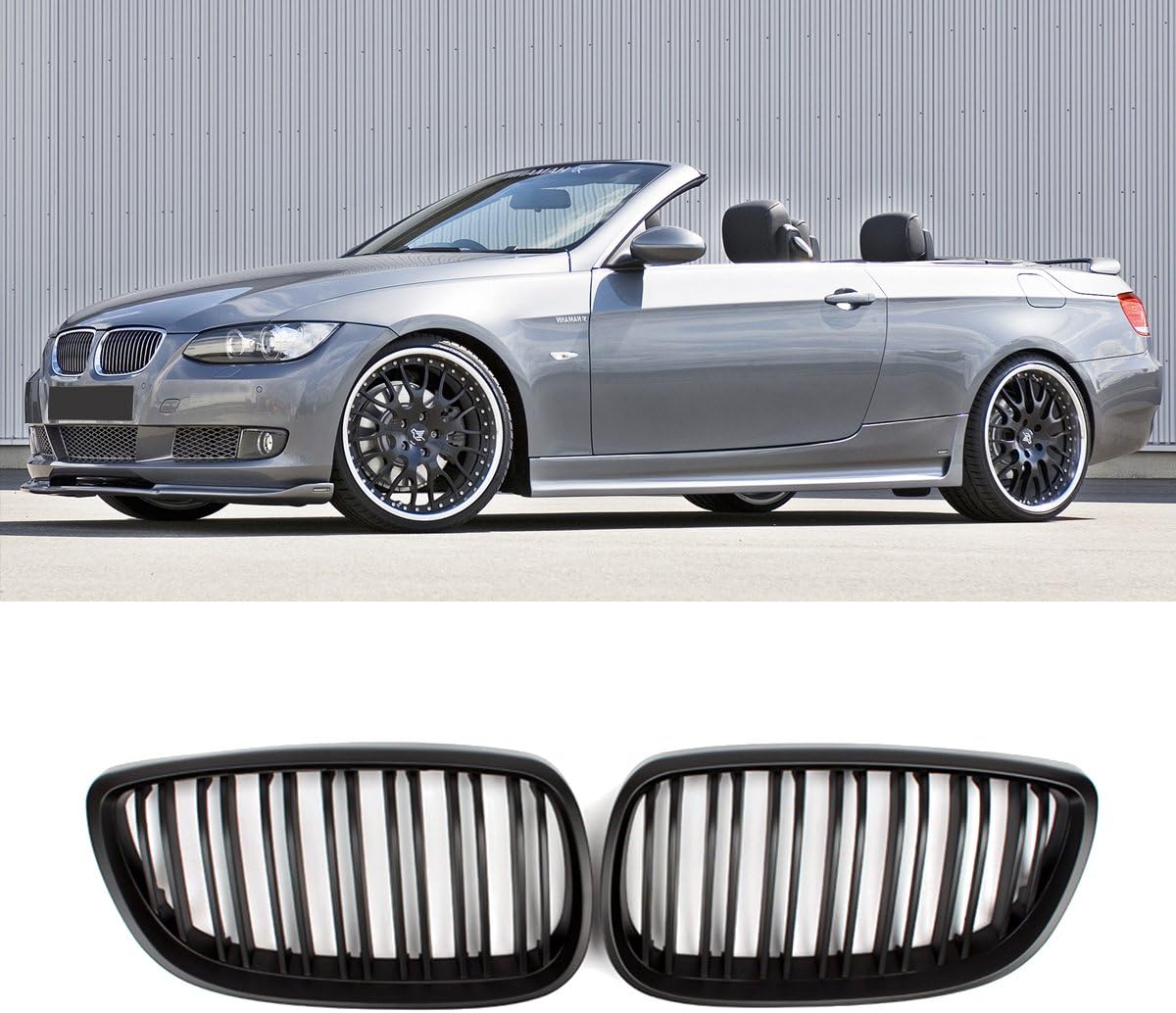 E92 Grille, ABS Front Replacement Kidney Grill for 3 Series E92 E93 2006-2009 E90 M3 E92 M3 E93 Matt Black