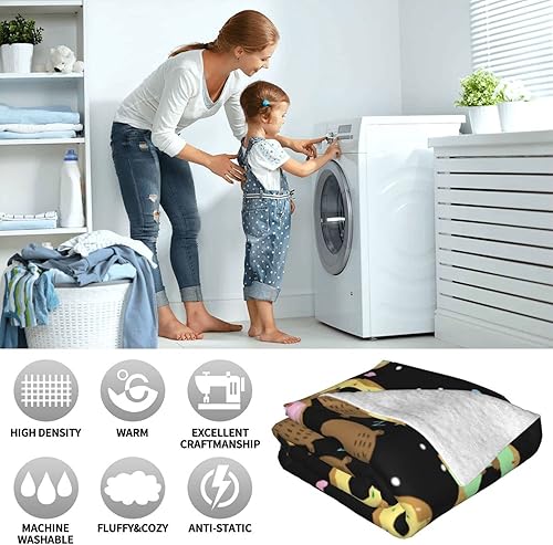 Miniatura 7 de Manta cálida de microforro polar ultrasuave de perezoso y dona para cama, sofá, sala de estar (niños)