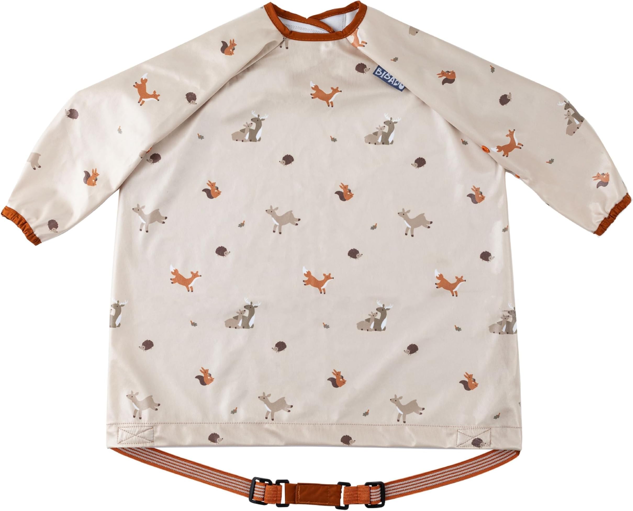 Bibado Long -Sleeve Coverall Weaning Bib Woodland Friends Grey