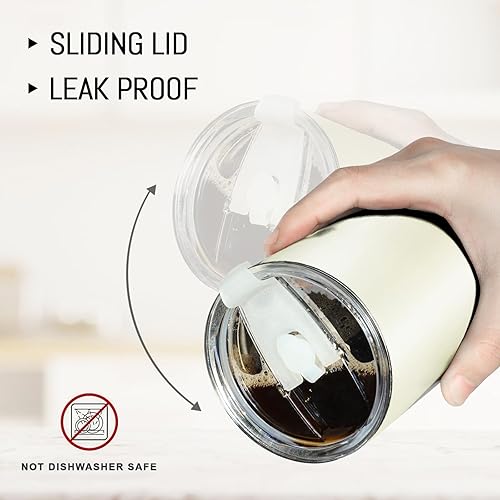 Miniatura 4 de Puraville Paquete de 4 vasos aislados de 12 onzas con tapa y pajilla, taza de café de doble pared de acero inoxidable con tapa, juego de 4, taza de