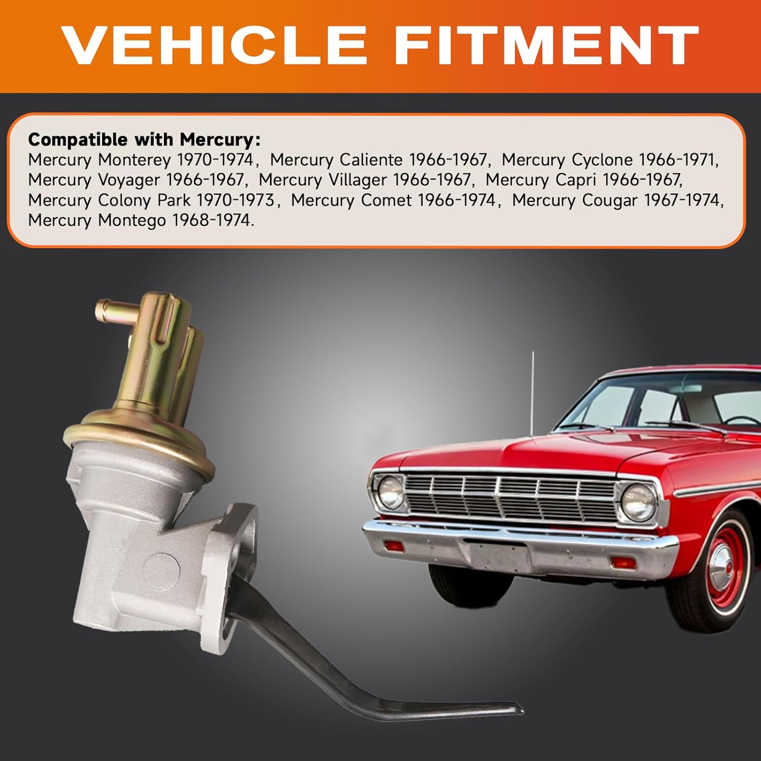 M6588 Mechanical Fuel Pump Automotive Replacement Compatible with Ford Mustang 289/302/351 1966-1973 for Ford Country Sedan 1965-1974 for Ford Country Squire 1965-1974