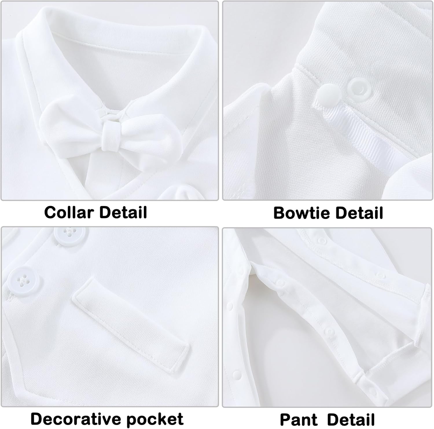 Baptism Outfits for Baby boys Christening Outfit Long Sleeve Shirt Romper Bowtie Newborn Clothes Formal Suit - Image 5