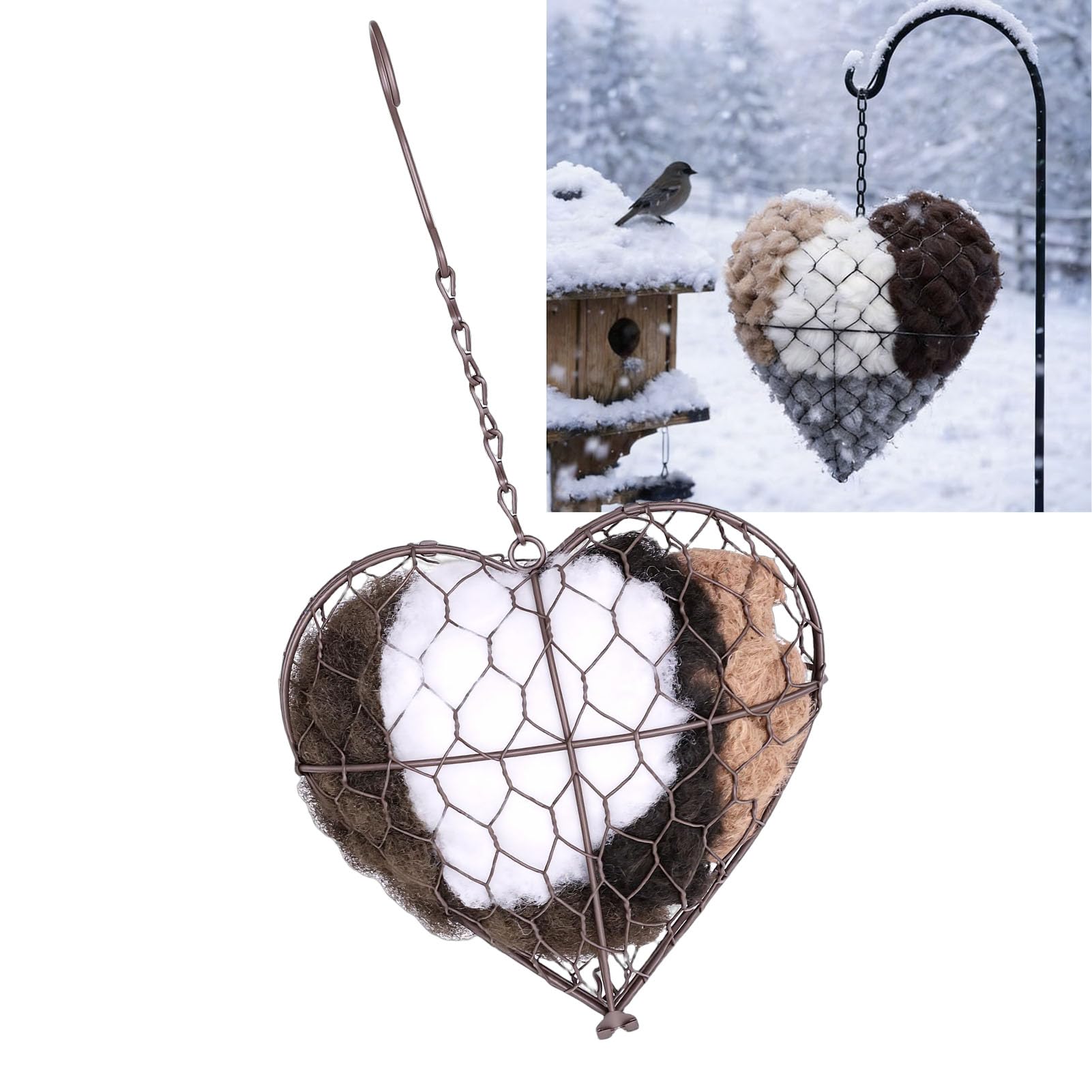 Asixxsix Corazón de Nido de pájaro de Fibra Hecho a Mano, Material de anidación Recargable Corazón de Nido de pájaro de Fibra de Alpaca de de de Alpaca