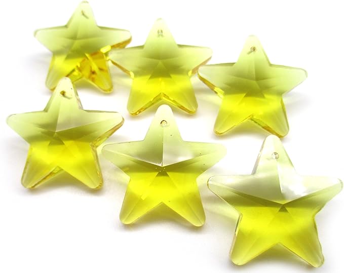 Amazon Co Jp 星 型 手作り サンキャッチャー 用 トップ パーツ カラフル クリスタル ガラス イエロー ホーム キッチン