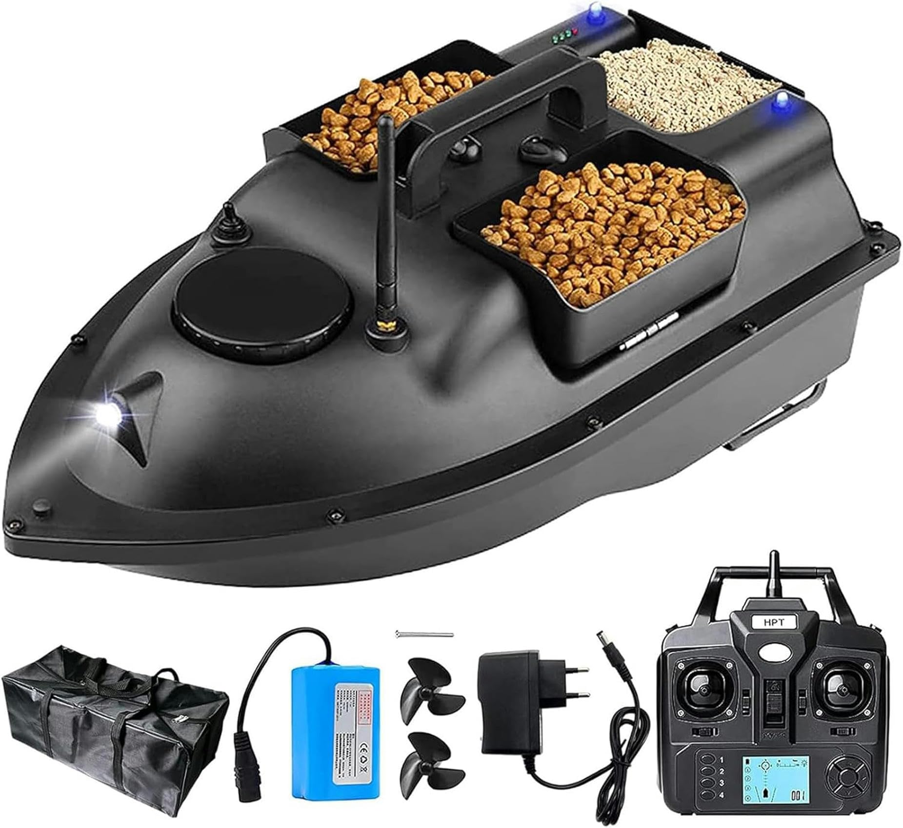 Bateau amorceur GPS 500M avec échosondeur et double moteur pour pêche de la carpe