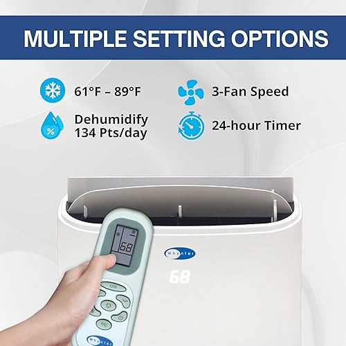 Miniatura 6 de Whynter ARC-147WF 14,000 BTU (10,000 BTU SACC) aire acondicionado portátil de refrigeración de doble manguera, deshumidificador y ventilador con
