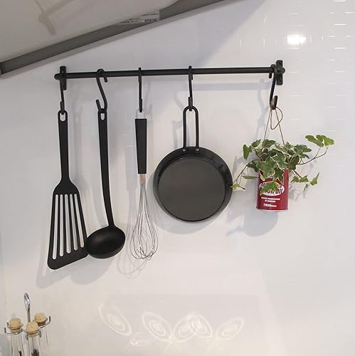 Miniatura 2 de SANEI W5717-365-D Iron Bar, Antique Style, Towel Rack, Accessory Rack, Multipurpose, 14.4 inches (365 mm), Black