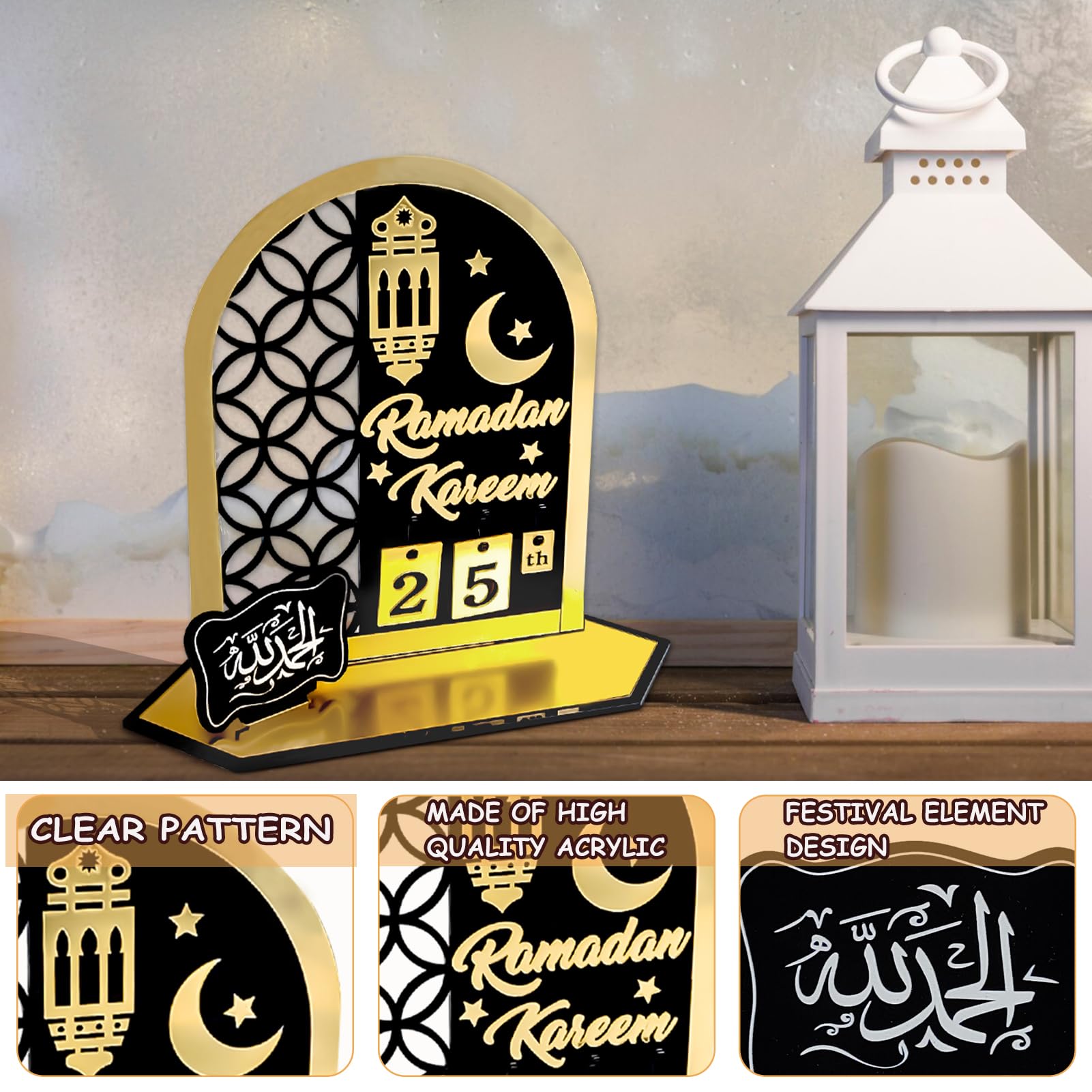 Calendario Ramadán Decoración Acrílico Cuenta Regresiva DIY
