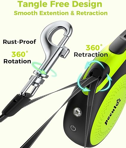 Miniatura 8 de Correa retráctil para perros grandes con luz recargable, correa retráctil resistente de 16 pies para mascotas con control de un botón, protección