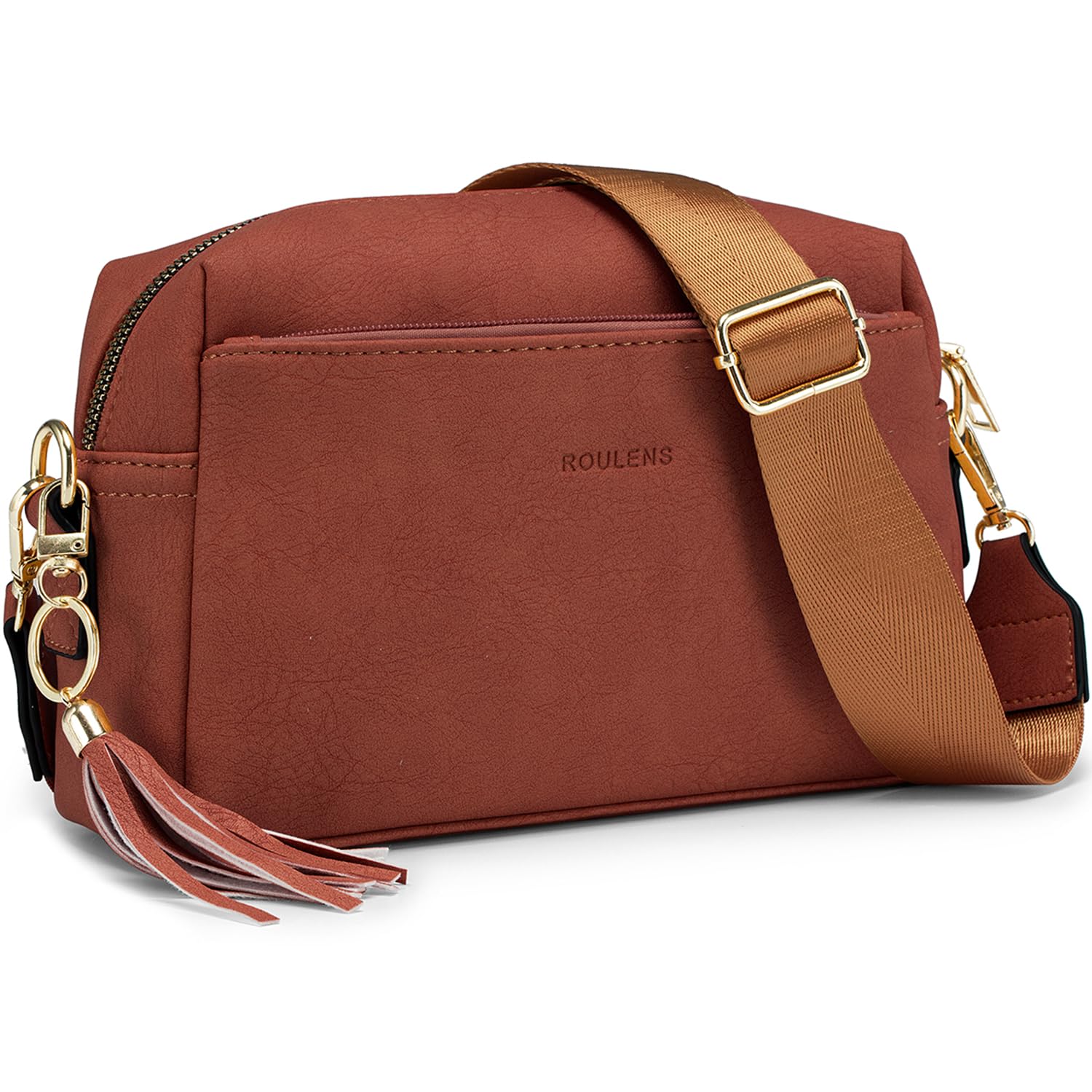 Roulens Piccola Borsa a Tracolla Donna con 3 Scomparti Capienti,Borsa Mano PU Pelle Messenger Crossbody Bag,Borsa a Spalla con Tracolla Ampia Regolabile e Rimovibile