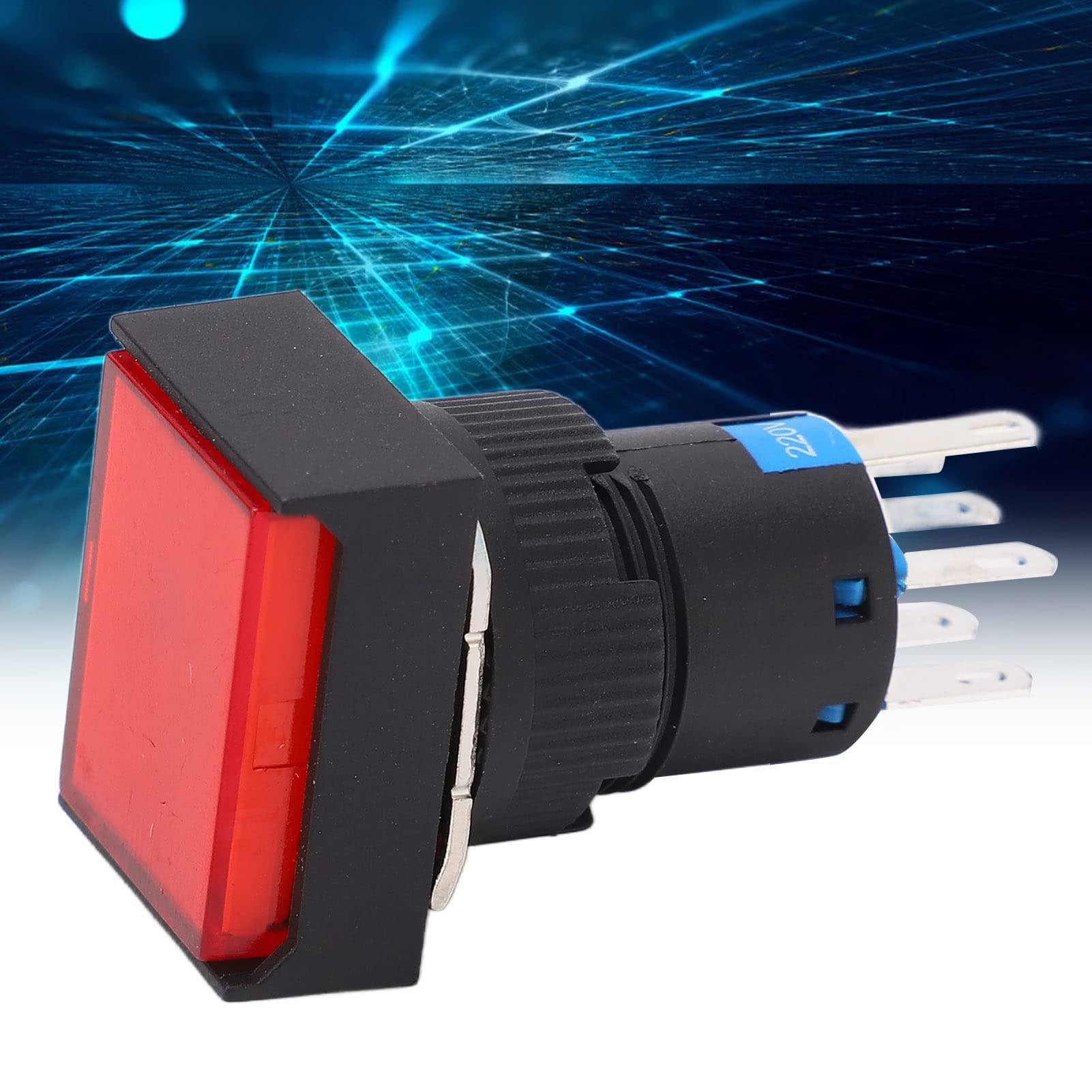 Hyuduo Interruptor de Pulsador Industrial, Botón con Luz Indicadora,