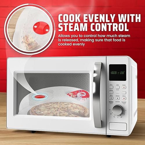 Miniatura 5 de Flexzion Funda para salpicaduras de microondas de 11.5 pulgadas, sin BPA, con ventilación de vapor ajustable, apta para lavavajillas, cubiertas de