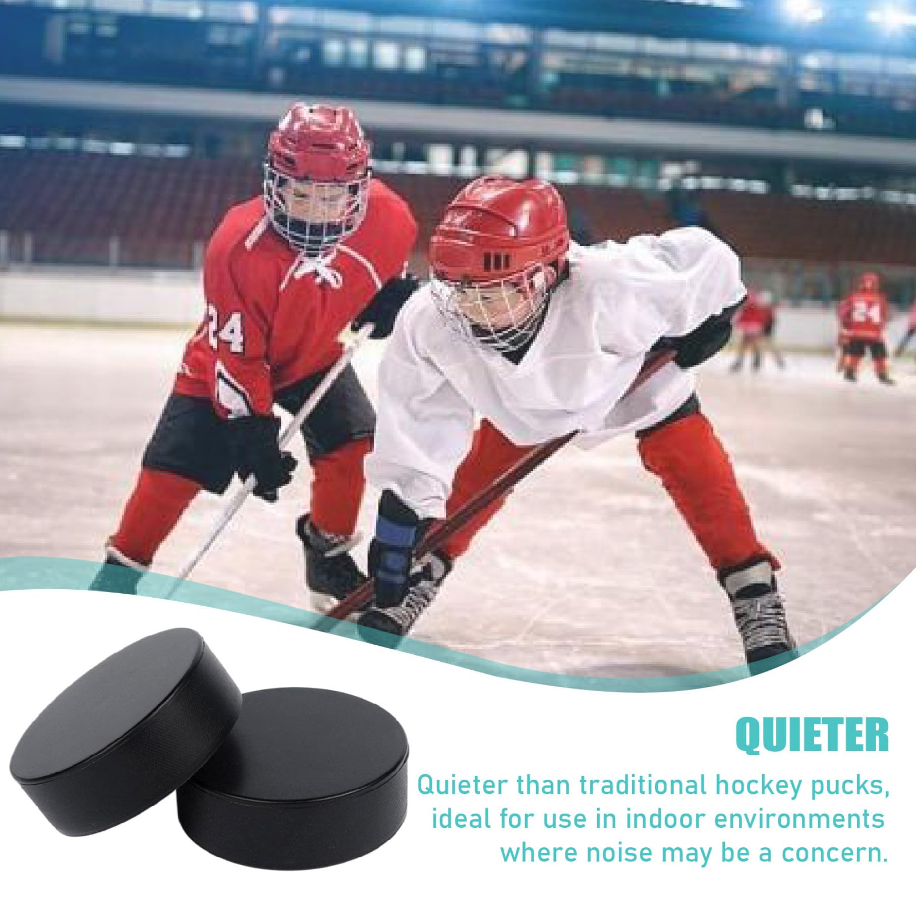 Rondelles de hockey sur glace en mousse 4 pièces Rondelles de hockey sur glace résistantes à l'usure Légères pour la pratique et l'entraînement classique Rondelle noire souple pour une utilisation