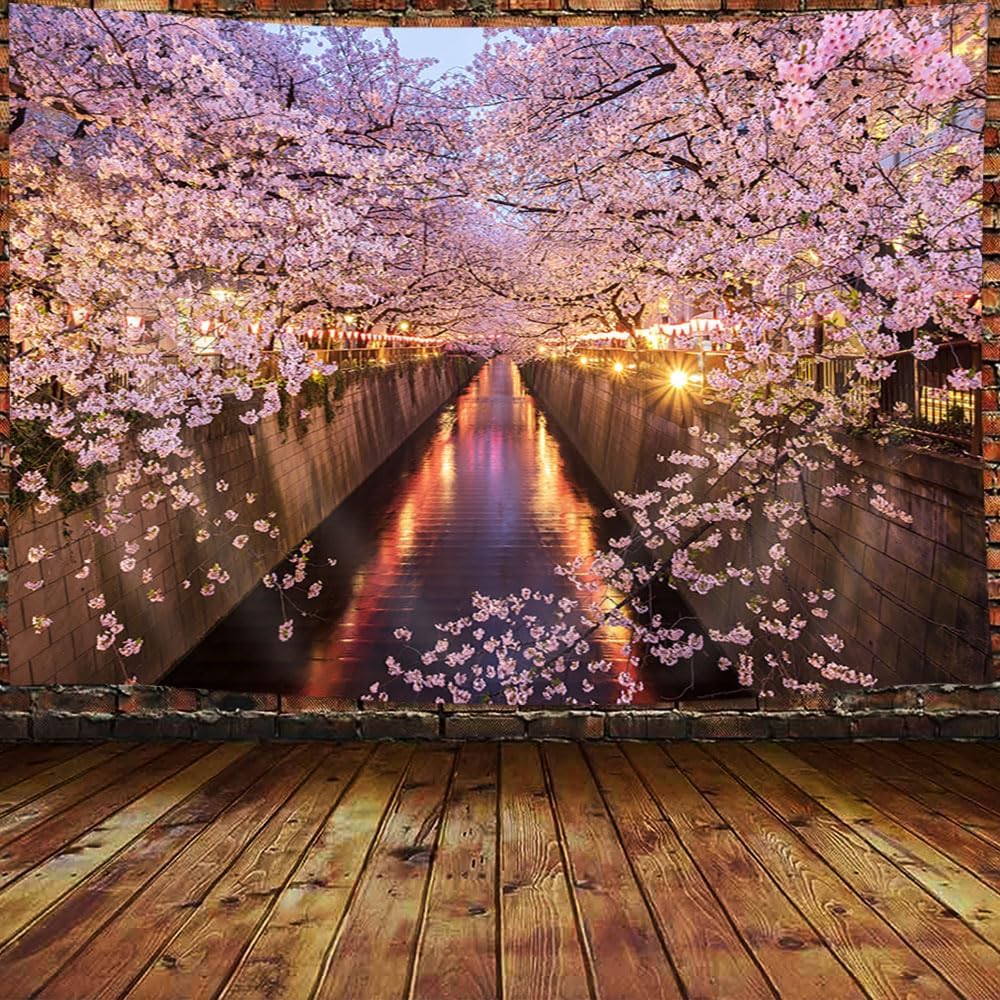 Japanese Tapestry, Japan Tokyo Cherry Blossoms Tapestry, 60