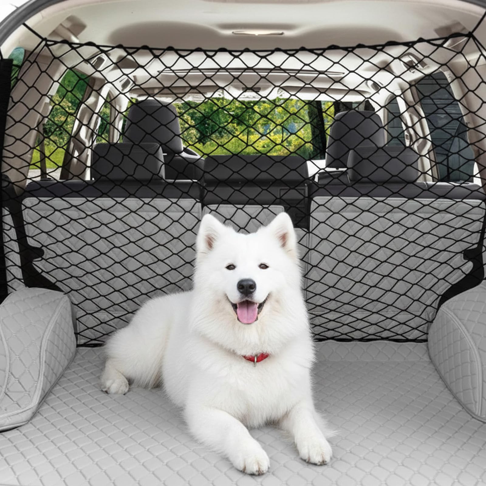 KYEDGC Dog Guard for Car Boot Universal Pet Barrier with 4 Hooks and Adjustable Straps