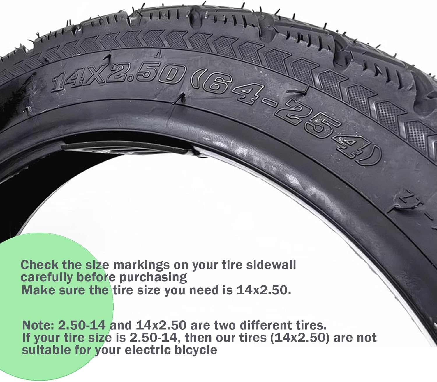 14x2.50 Tubeless Tire Super Anti-Stab 14x2.5 66 254 Ebike Tire Heavy Duty Design | 14 Inch Tire for Electric Scooter Tires | 14 x 2.50 Thickened Tires with Air Valve