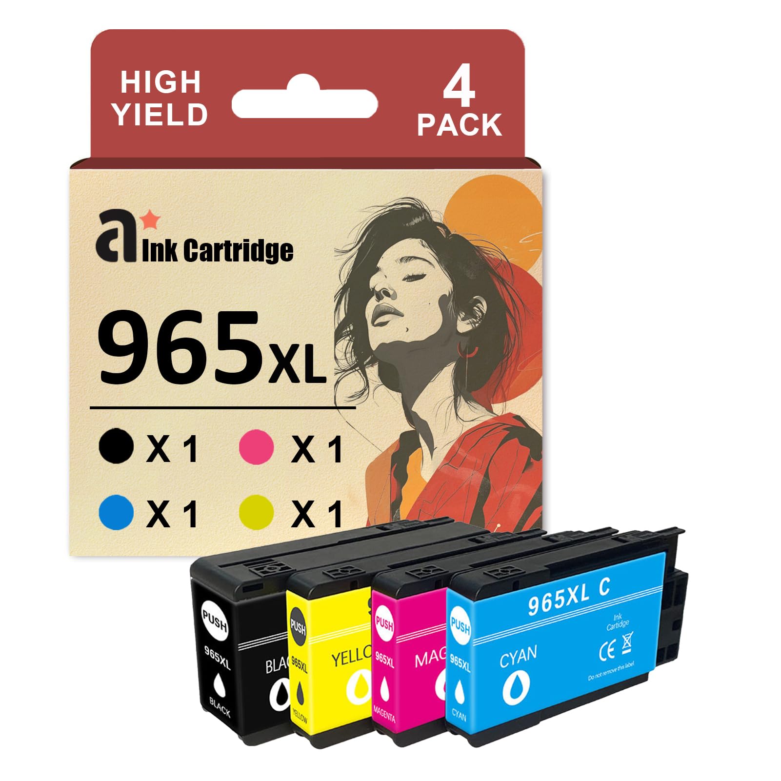 965XL Ink Cartridges Replacement for HP 965XL 965 Ink Cartridge Compatible for HP OfficeJet Pro 9010 9012 9013 9014 9015 9016 9018 9019 9020 9022 9023