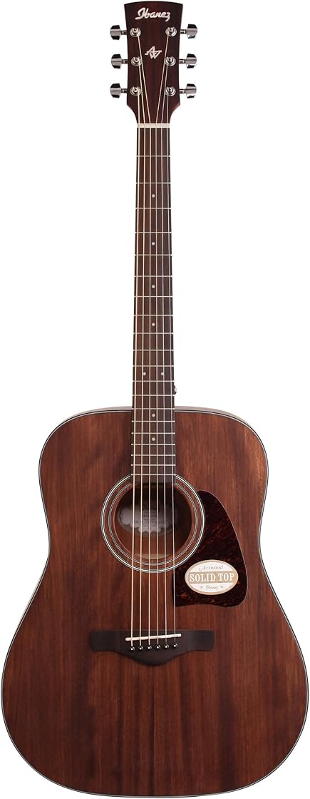Chitarra acustica a pori aperti, colore naturale ibanez aw54opn artwood dreadnought