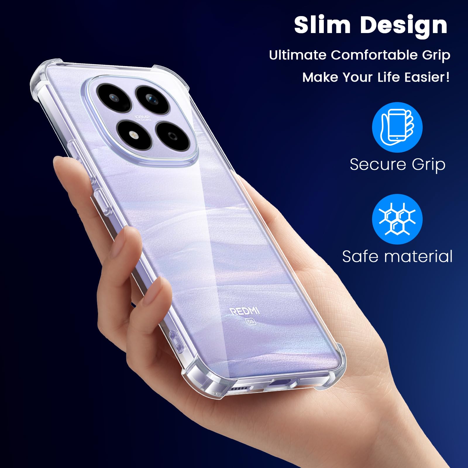 Yohii Cover per Xiaomi Redmi Note 15 4G / 5G / Poco M8 5G, [Protezione Fotocamera] Custodia Antiurto Chiaro, TPU Morbido Silicone Antigraffio Anti Ingiallimento Case, Trasparente