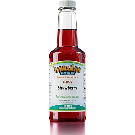 Premium Hawaiian Shaved Ice Syrup - Strawberry Snow Cone Syrup Flavor