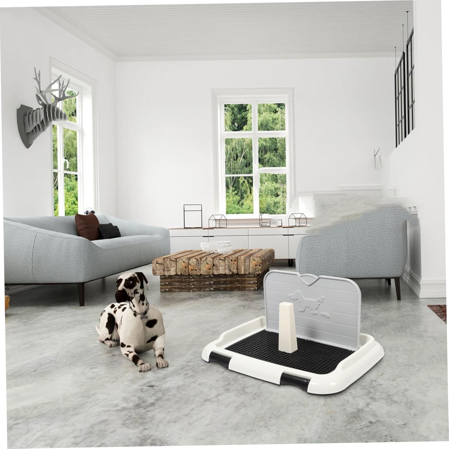 Indoor Dog Toilet Tray with Splashproof Baffle Large Capacity Puppy Potty Training Tray for Small and Large Pets Easy to Clean Dog Indoor Potty Toilet for Household Use