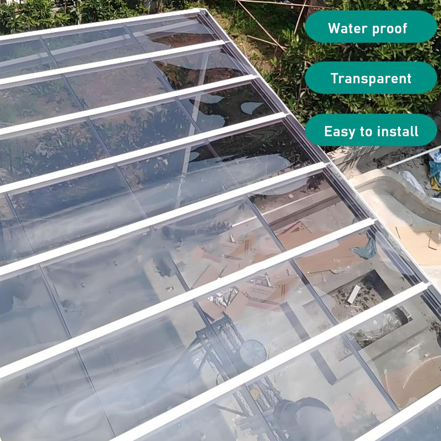 Láminas de Policarbonato para Invernadero,Paneles de Techo de Plástico Transparente,1mm Espesor,Placa Duradera PC,Protección UV a Prueba de Lluvia,para Tejados Exterior (80cm x 600cm)