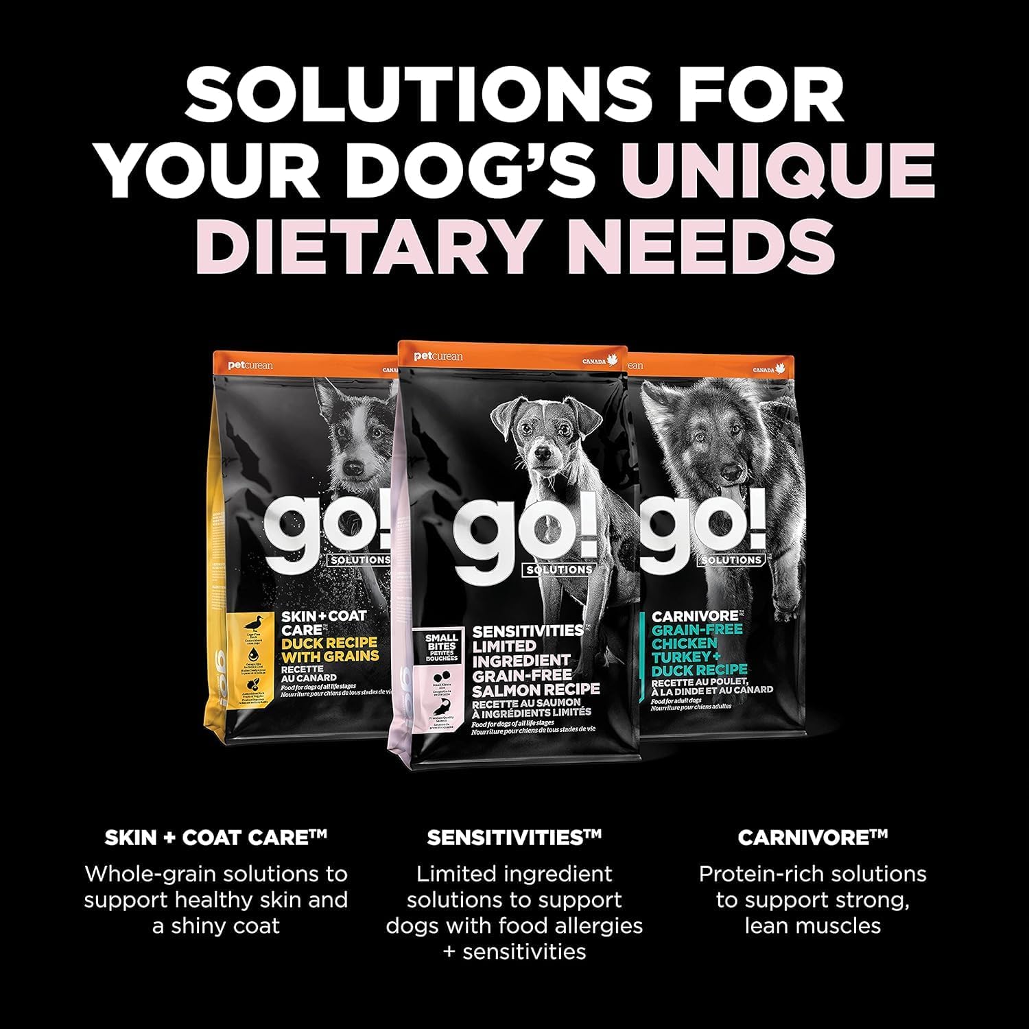Go! Solutions Sensitivities Limited Ingredient Small Bites Salmon Grain-Free Dry Dog Food, Tiny Kibble for Little Breeds, Chicken-Free for Sensitive Stomachs, for Puppies, Adults, Seniors, 3.5 lb Bag