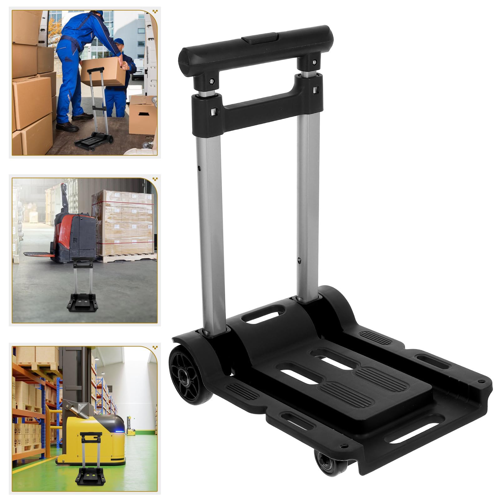 Carro de transporte plegable con ruedas giratorias, carrito pequeño para comestibles y alimentos, ahorra espacio, multifuncional, material resistente