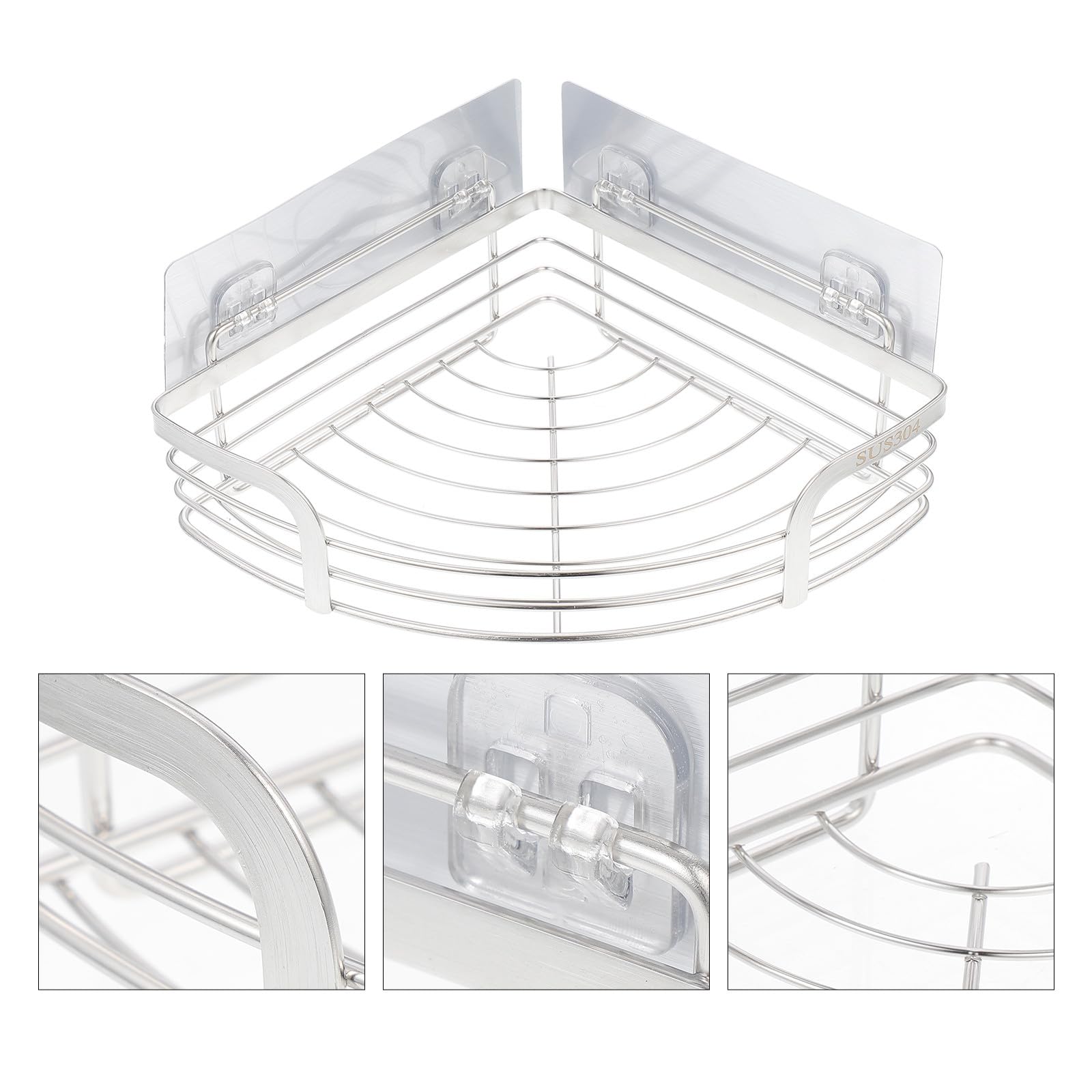 Didiseaon Organizador de Ducha de Acero Inoxidable 304 sin Taladro con Diseño Adhesivo y Gancho para Baño, Estantería de Esquina para Almacenamiento Práctico y Duradero