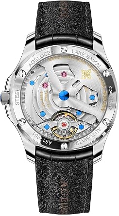 Agelocer Men's Diamond Automatic Date Watch Top Brand Sport Mechanical Waterproof Fashion Leather Buckle Luminous Watch, WH:6302E1