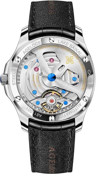 Agelocer Men's Diamond Automatic Date Watch Top Brand Sport Mechanical Waterproof Fashion Leather Buckle Luminous Watch, WH:6302E1