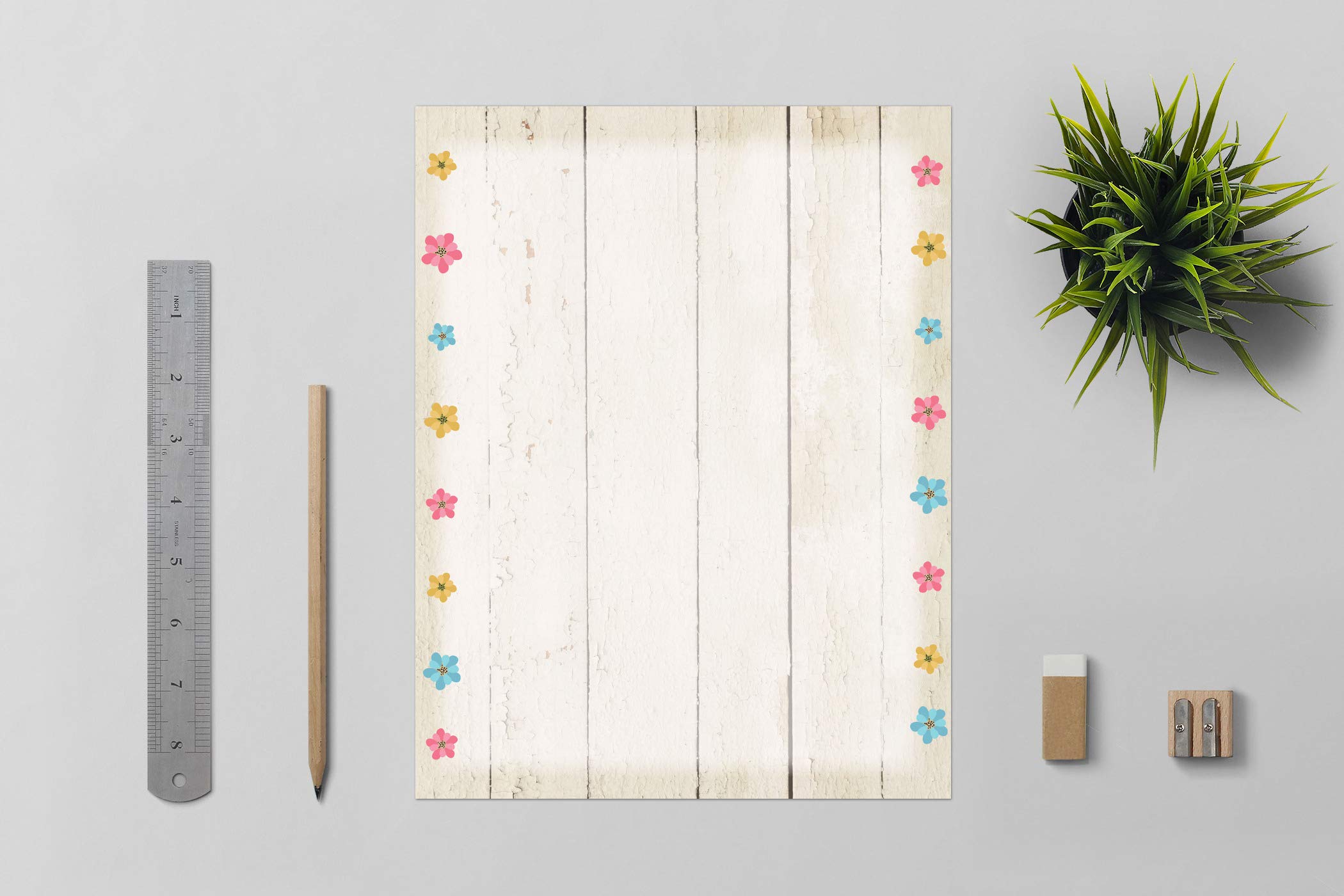 Stonehouse Collection | Lavendel Briefpapier | 8,5 x 11 | 60 Briefkopfblätter | Rustikaler Briefkopf (Floral Barnwood)