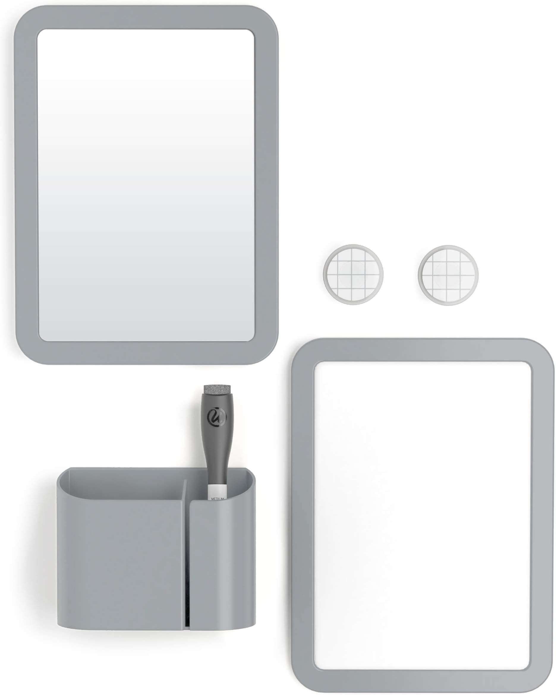 Locker Accessories Kit, Back to School Essentials, Grey, 6-Piece, Includes Whiteboard, Mirror and Organizing Supplies