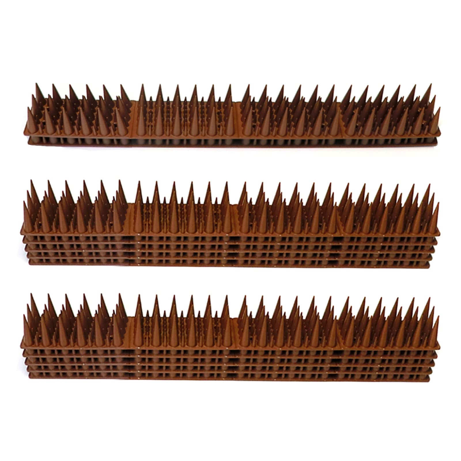 Plastic Bird Deterrent Spikes, Wall And Fence Spikes, Anti Climb Spikes, Garden Security Intruder Bird Cat Repellent Burglar Anti Climb Cat, For Small Animal Pigeons Cats (40cm12pcs, Brown)