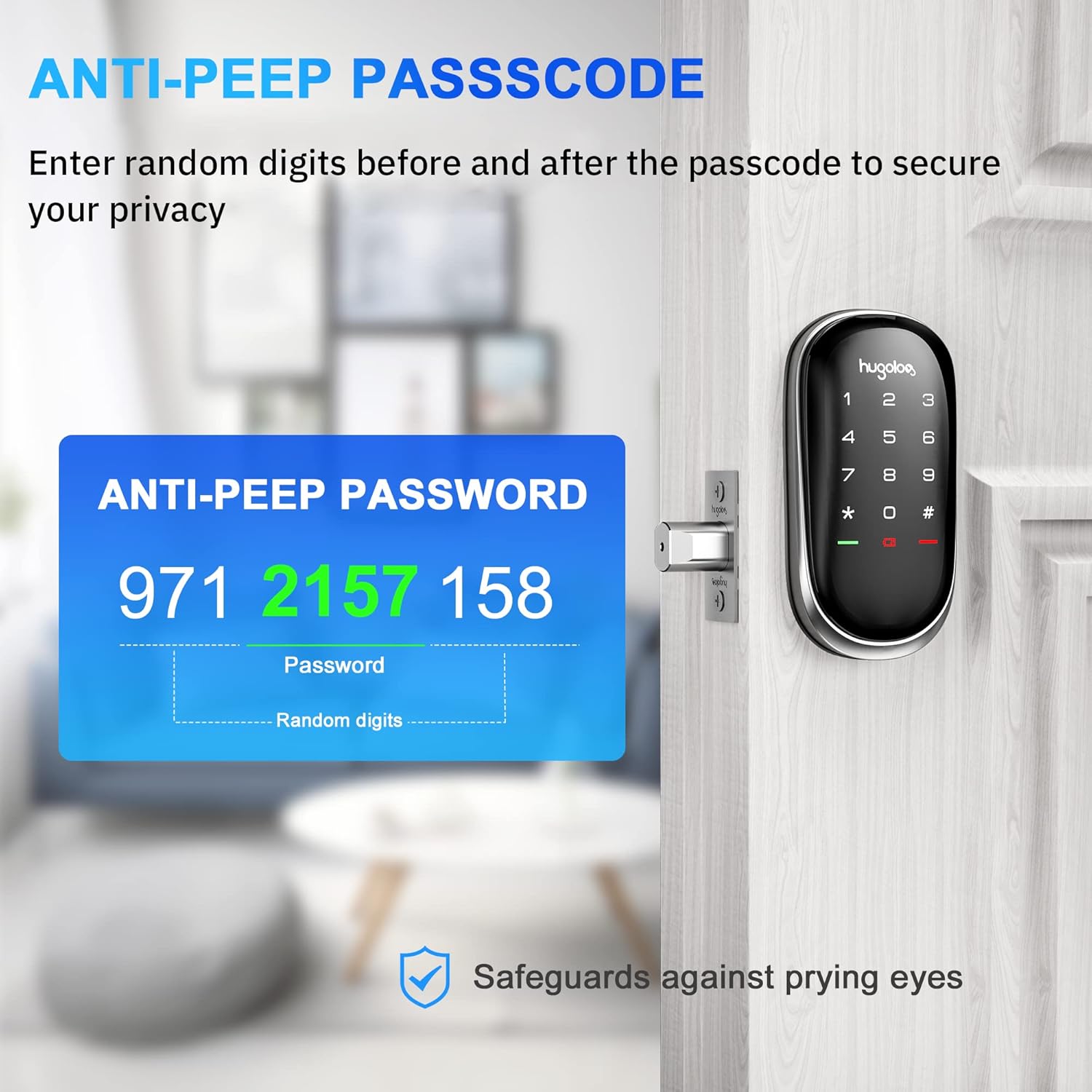 Black Friday - 60% OFF Hugolog Smart Lock ,Touchscreen Deadbolt Remote Wireless Control & Bluetooth Keyless Door Entry Easy Installation and Program High Security Material for Metal Home & Office