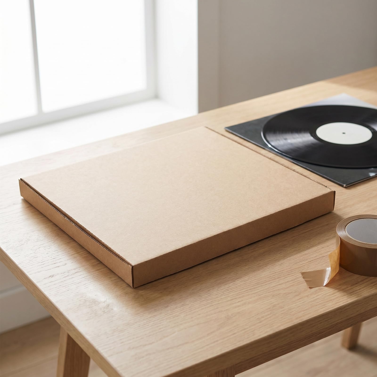 Kisangel Lot de 10 enveloppes d'expédition pour disques vinyles, boîtes d'expédition en carton kraft, enveloppes robustes et faciles à plier pour le rangement, l' et l'emballage