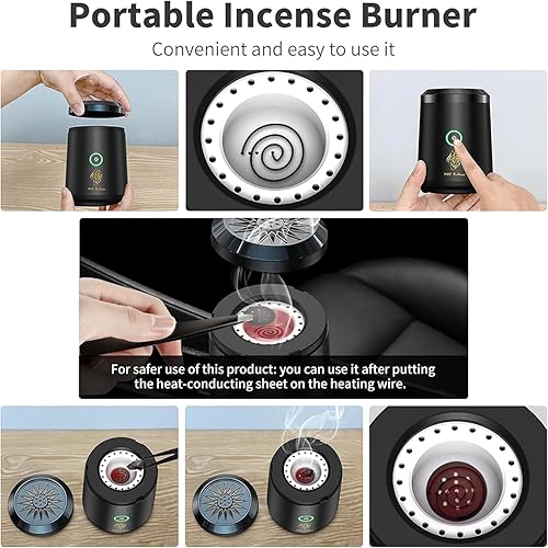 Miniatura 6 de Quemador de incienso electrónico inteligente portátil recargable por USB, quemador de incienso eléctrico, soporte de incienso musulmán árabe