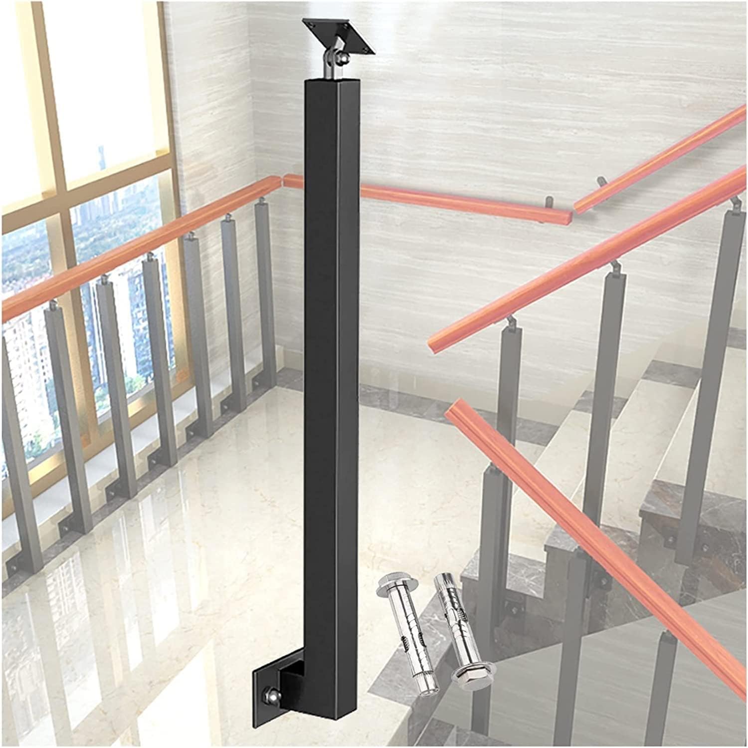 Barandilla cuadrada de metal de 95cm color oro para escaleras de montaje lateral