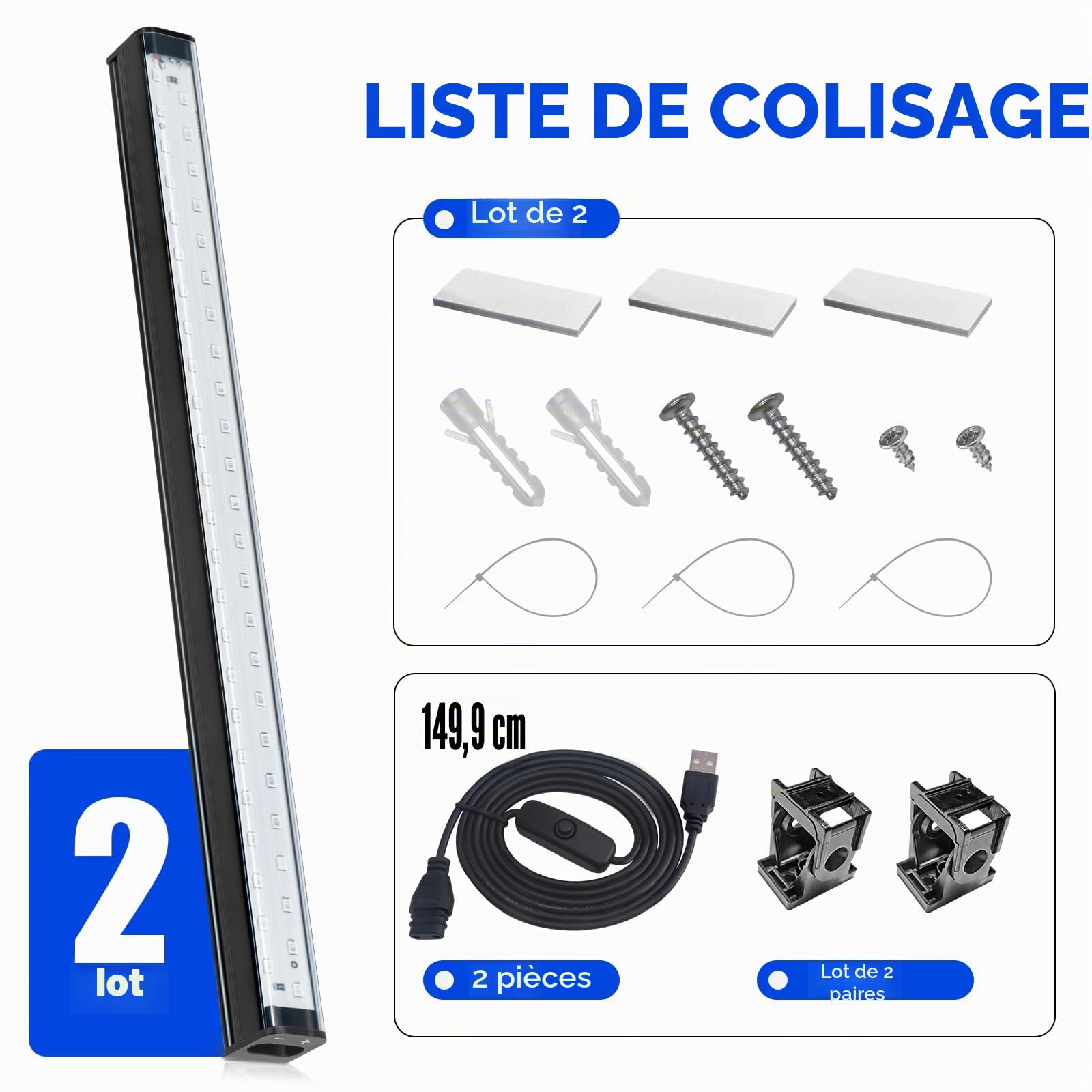 Barrina UV LED Tube Lumière Noire, 10W 28cm USB Alimenté, Lumières UV pour Halloween DJ Disco, Lampe Noires Réglables pour la Chambre à Coucher, 2 Barres
