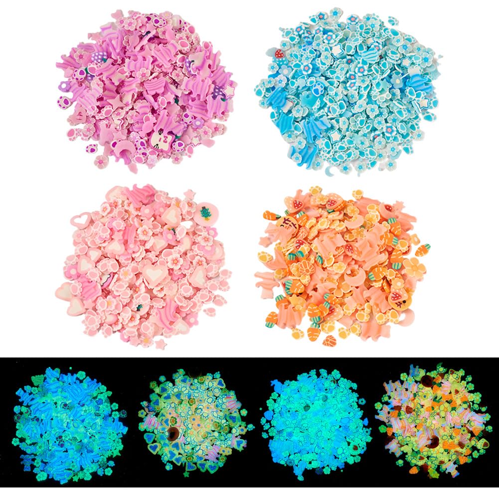 Spritewelry Clay Slices Nail Art Slices Slime Charms 3D Polymer Slices Phone Charms Flatback No-Hole Luminous Charms for Nail Art Fashion Cellphone Decoration (Colorful-40G)