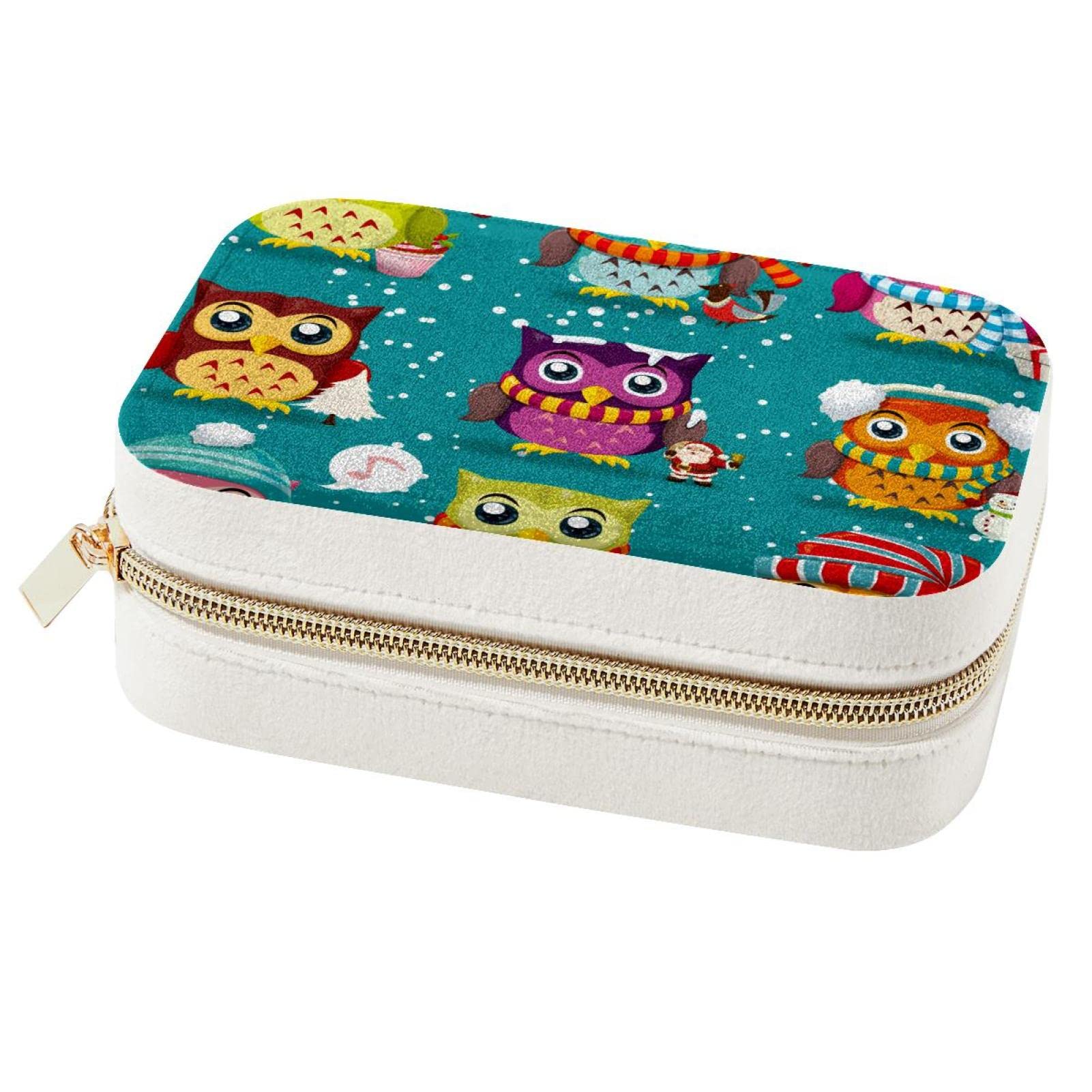 Boîte à bijoux voyage hibou Noël : mini organiseur bagues et colliers pour femme