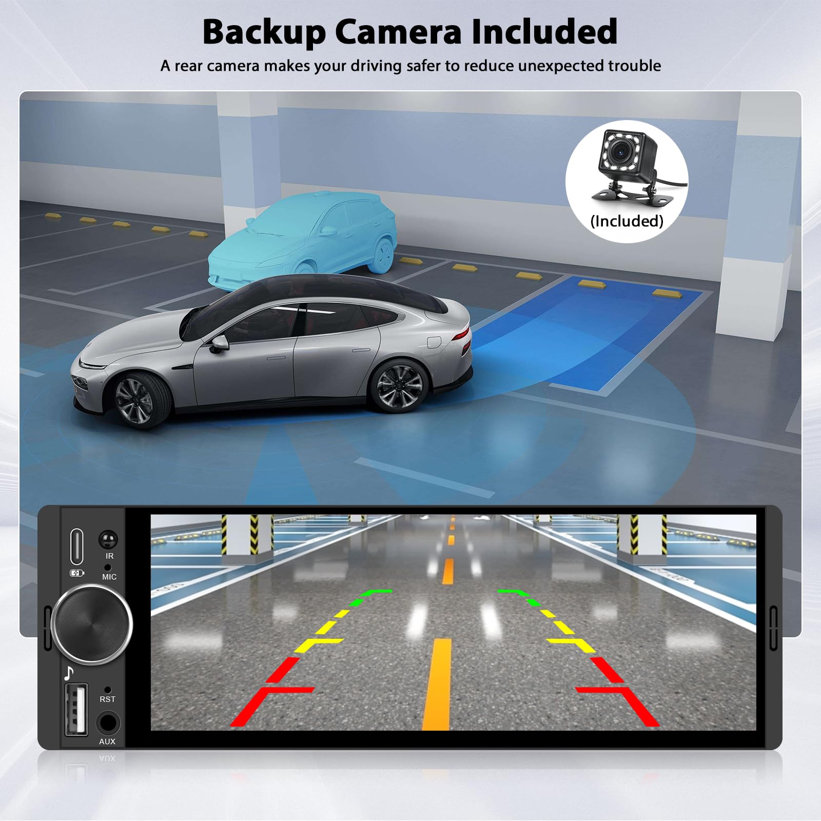 Inefala Autoradio CarPlay 1 DIN avec Wireless Carplay et Android Auto sans Fil, Radio avec écran 6,28 Pouces avec Bluetooth, Mirror Link, Compatible FM/RDS, EQ, USB, Type C, Recharge USB, AUX
