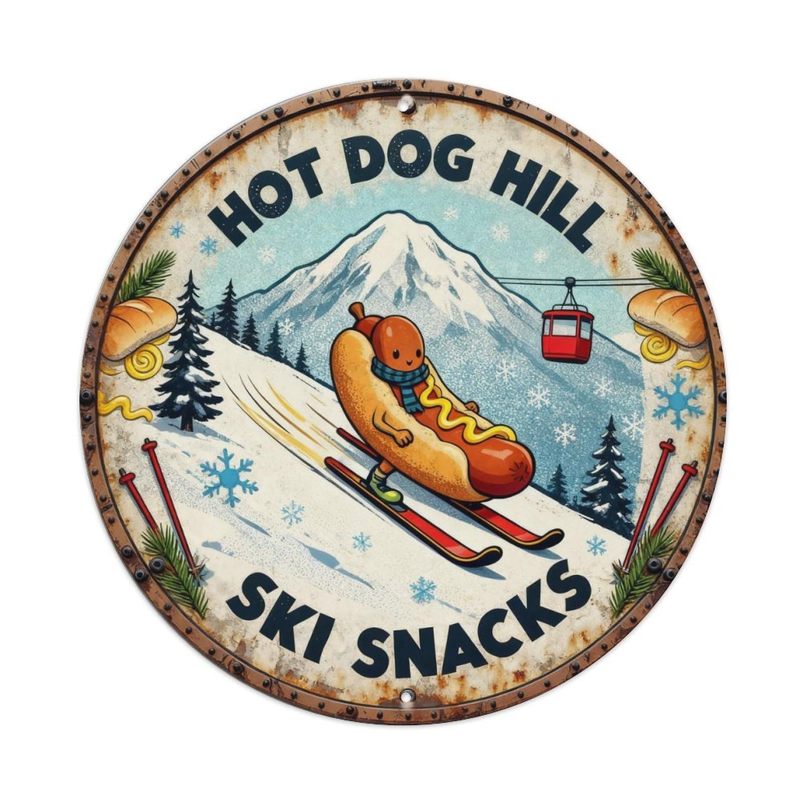 Hot Dog Hill Sign Metal Tin Sign Plaque
